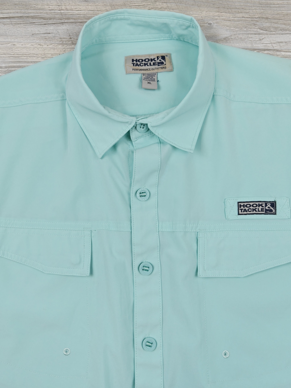 Hook & Tackle Mens XL Mint Green Long Sleeve Performance Fishing Shirt UV